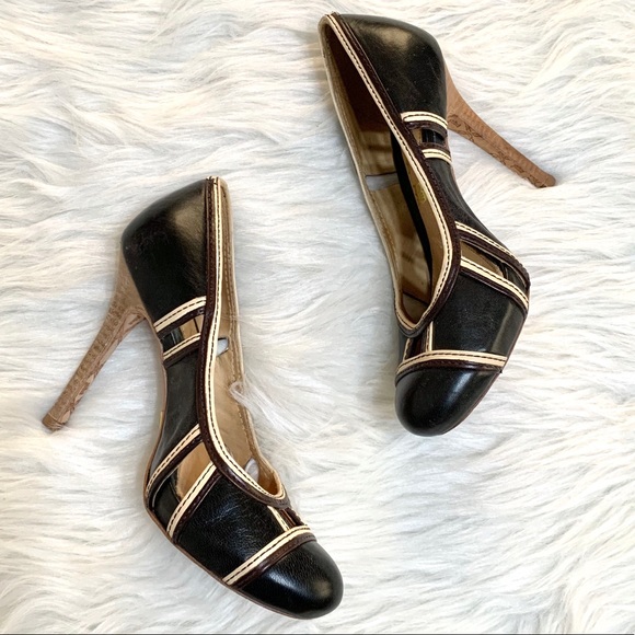 LAMB Gwen Stefani Black Leather Cap Toe Pumps - Picture 3 of 13